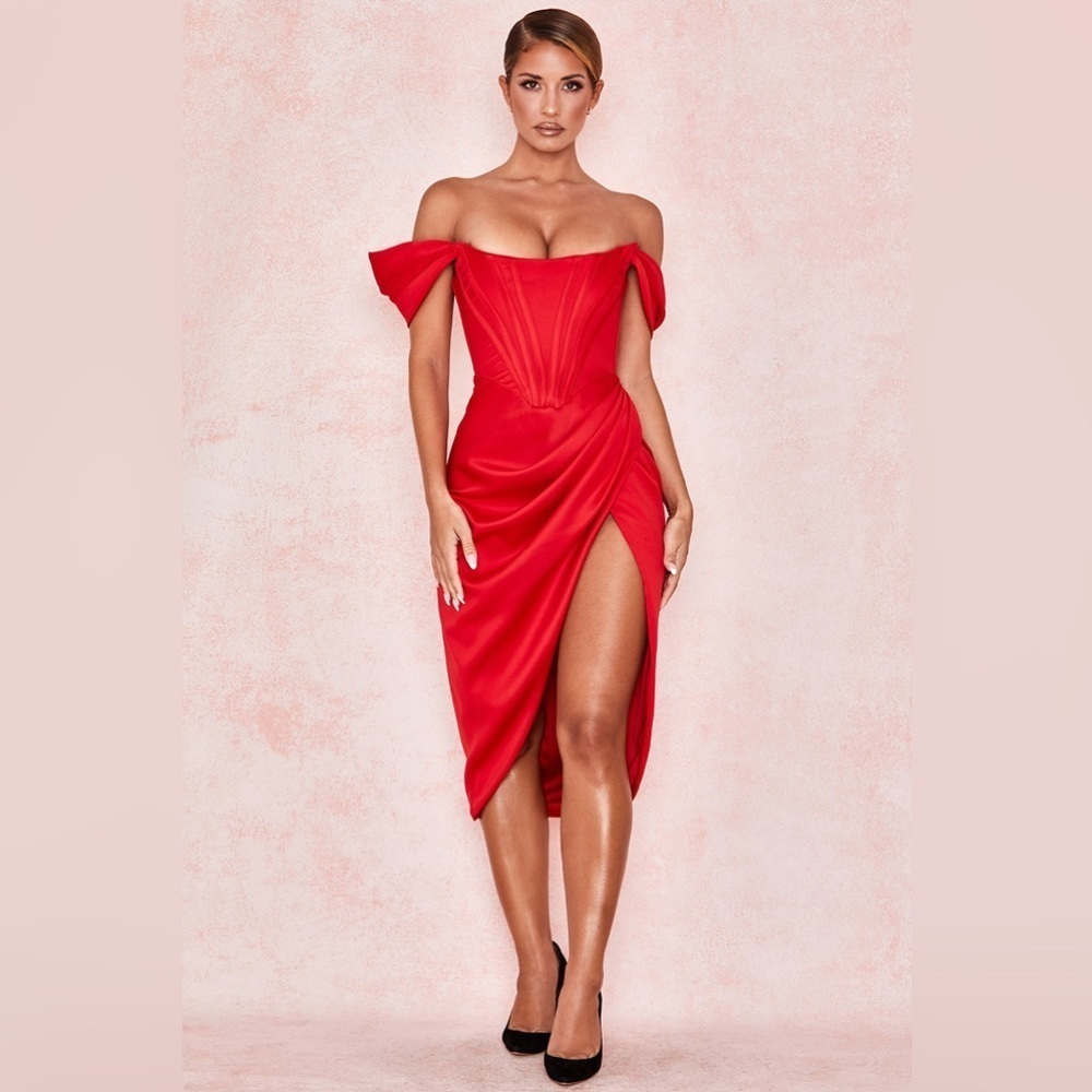 House of CB London Red Loretta Dress Size L+ 14-16